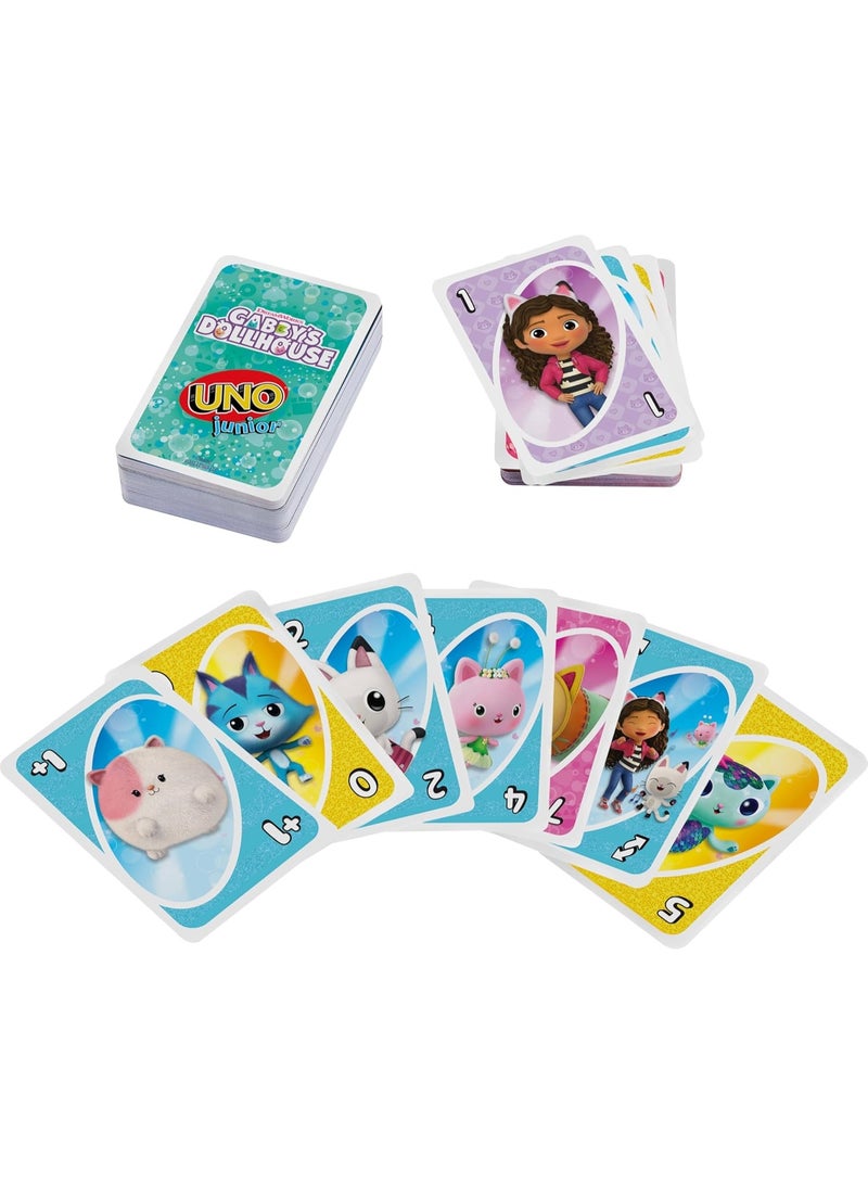 Mattel Games لعبة بطاقات ماتيل جيمز أونو جونيور من جابي's دول هاوس لحفلات الأطفال، ليالي العائلة، العطلات والسفر - Image 3